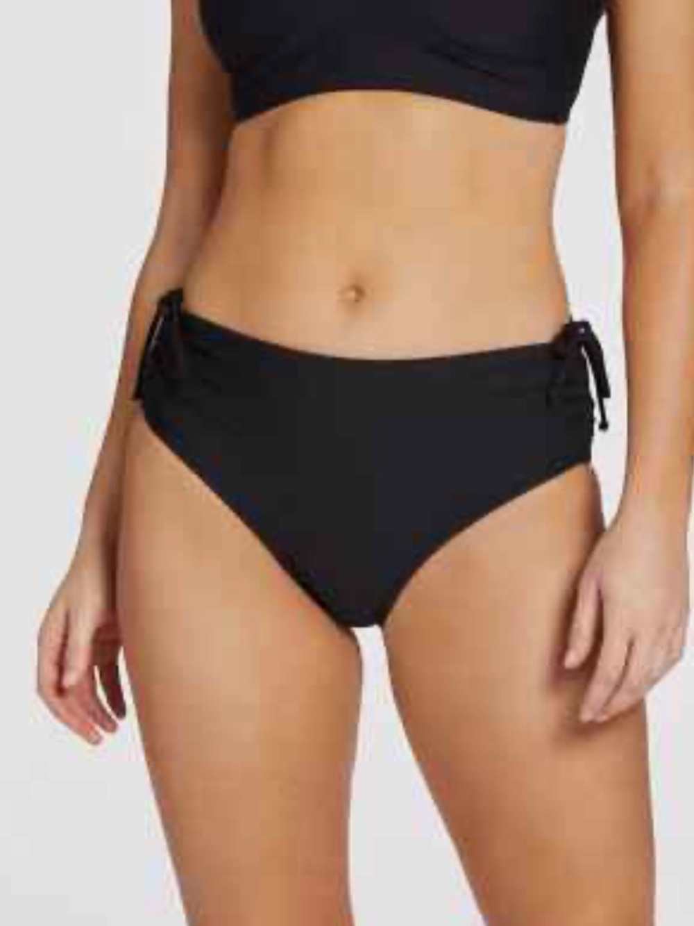 CALIA Black High-Waist Tie Side Ruched Bikini Bottoms Sz M NWT
